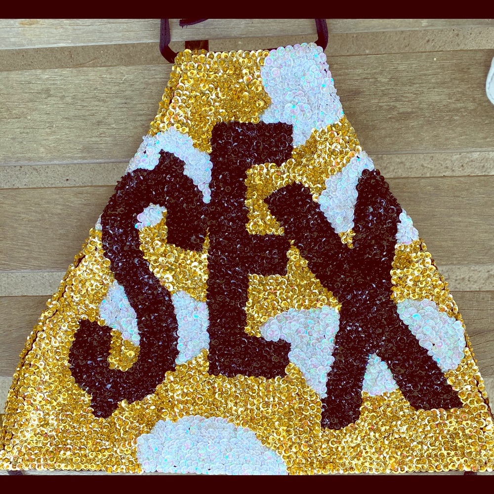 Sequin sex Crop Top - Gold and White